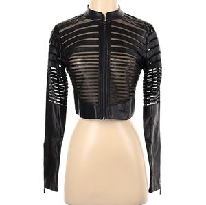 Yoki Black Sheer Striped Jacket